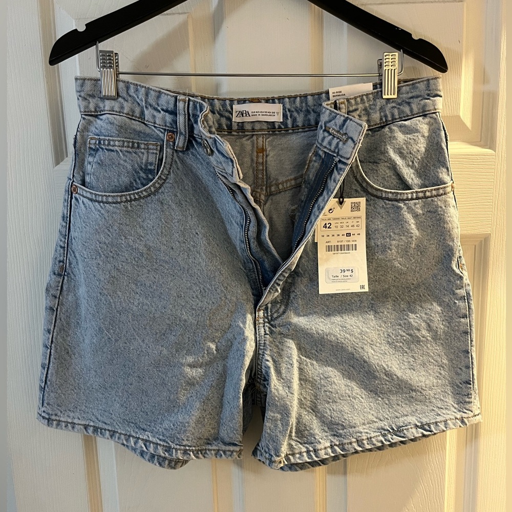Zara High Rise Bermuda Mom Fit Shorts NWT